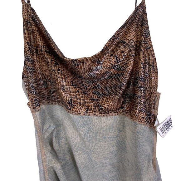 Mango Snakeskin Degaje Cowl Slip Dress Brown XS MINT - Picture 6 of 11